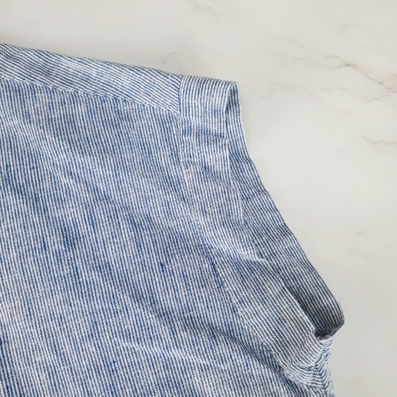 Weatherproof Vintage Linen Tie Front Shirt Blue Pinstripe XXL - Picture 6 of 10